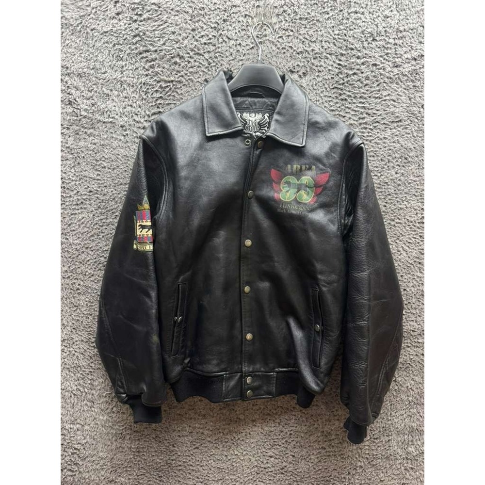 Top Gun Tuskegee Airmen A-2 Flight Leather Jacket Black Mens‎ Size S